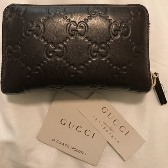 gucci print leather card case